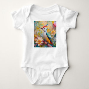 Jugendlicher Regenbogen-Specht-Fantasie-Vogel Baby Strampler