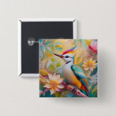 Jugendlicher Regenbogen-Specht-Fantasie-Vogel Button (Vorne & Hinten)