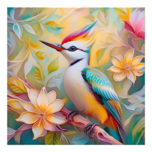 Jugendlicher Regenbogen-Specht-Fantasie-Vogel Fotodruck