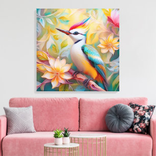 Jugendlicher Regenbogen-Specht-Fantasie-Vogel Leinwanddruck