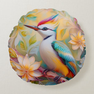 Jugendlicher Regenbogen-Specht-Fantasie-Vogel Rundes Kissen