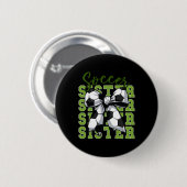 Jugendliches Mädchen Fußball Schwester Kokette Sch Button (Vorne & Hinten)
