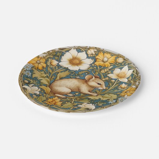 Jugendmaus und Blume Pappteller (Schrägansicht)