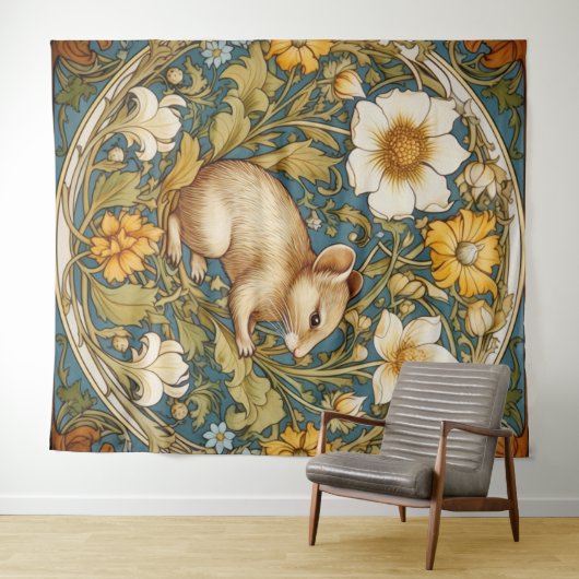 Jugendmaus und Blume Wandteppich (Beispiel (Horizontal))