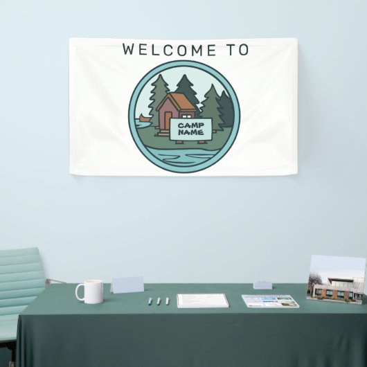 Jugendsommerlager Inselkabine mit Sonderzeichen Banner (Messeveranstaltung)