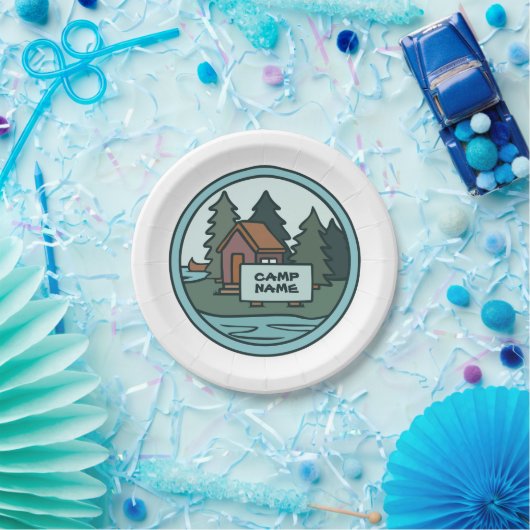 Jugendsommerlager Inselkabine mit Sonderzeichen Pappteller (Party)