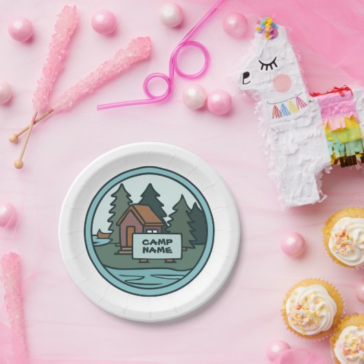 Jugendsommerlager Inselkabine mit Sonderzeichen Pappteller (Party)