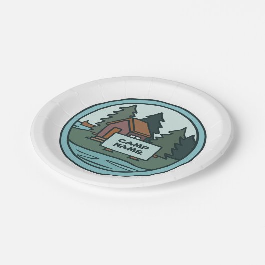 Jugendsommerlager Inselkabine mit Sonderzeichen Pappteller (Schrägansicht)