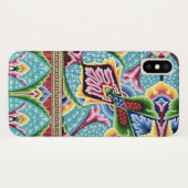 Jugendstil abstrakt-blaue rosa Textilkunstmuster Case-Mate iPhone Hülle (Rückseite (Horizontal))