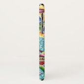 Jugendstil abstrakt-blaue rosa Textilkunstmuster Case-Mate iPhone Hülle (Hinten/Links)