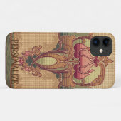 Jugendstil abstrakte Blume bordeauxrot grün Case-Mate iPhone Hülle (Rückseite (Horizontal))