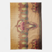 Jugendstil abstrakte Blume bordeauxrot grün Geschirrtuch (Vertikal)