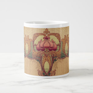 Jugendstil abstrakte Blume bordeauxrot grün Jumbo-Tasse