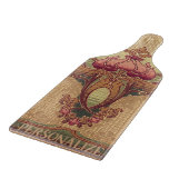 Jugendstil abstrakte Blume bordeauxrot grün Schneidebrett (Ecke)