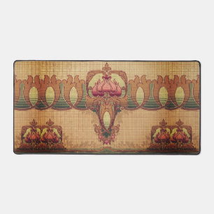 Jugendstil abstrakte Blume bordeauxrot grün Schreibtischunterlage