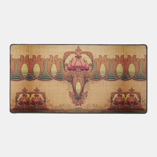 Jugendstil abstrakte Blume bordeauxrot grün Schreibtischunterlage (Vorderseite)