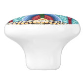 Jugendstil abstrakte, farbige Textilkunstmuster Keramikknauf (Seitenansicht)