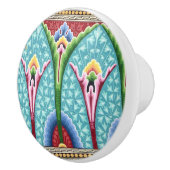 Jugendstil abstrakte, farbige Textilkunstmuster Keramikknauf (Rechts)