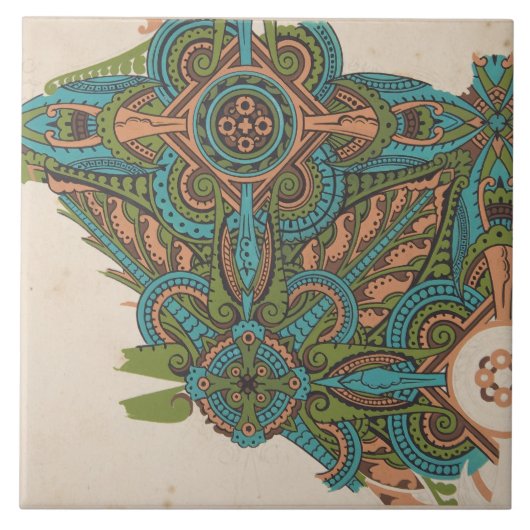 Jugendstil abstrakte Kunst Christopher Dresser Fliese (Vorderseite)