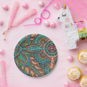 Jugendstil abstrakter aquamariner Weihnachtsmann Pappteller (Party)