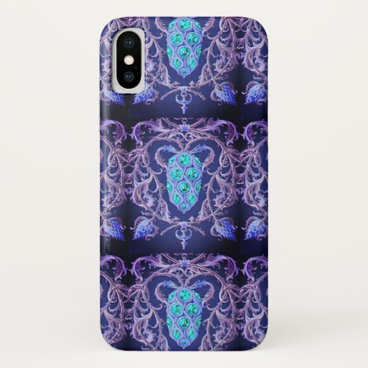 Jugendstil abstraktes Juwel Blau lila Case-Mate iPhone Hülle (Rückseite)