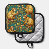 Jugendstil-Affen-Topflappen Topflappen (Vorderseite/Rückseite)