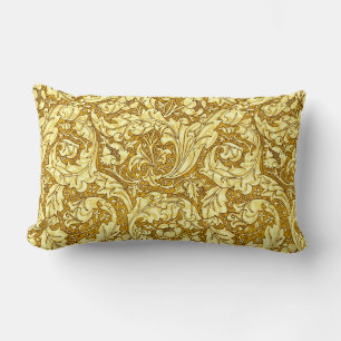 Jugendstil Akanthusblätter und Blumen, Senfgelb Lendenkissen