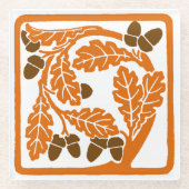 Jugendstil-Akkorde und Blätter aus Eiche Glasuntersetzer (Vorderseite)