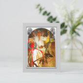 Jugendstil Alfons Mucha Frühlingsfest Postkarte (Stehend Vorderseite)