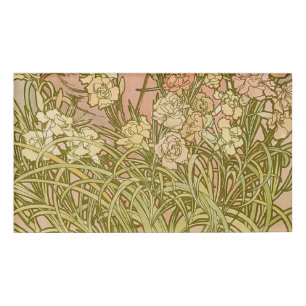 Jugendstil Alfonse Mucha Blüten Nelken Blumen Namenschild