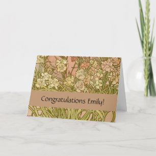 Jugendstil Alfonse Mucha Blütenförmige Nelkenblume Karte