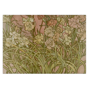 Jugendstil Alfonse Mucha Blütensträusse Nelken Blu Schneidebrett