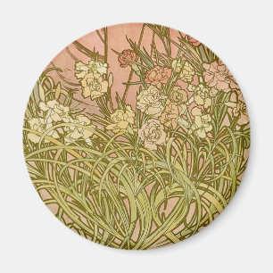 Jugendstil Alfonse Mucha Florale Nelken Blumen Magnet