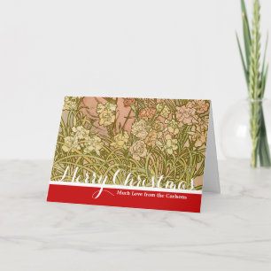 Jugendstil Alfonse Mucha Florale Nelkenblumen Feiertagskarte
