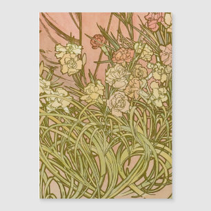 Jugendstil Alfonse Mucha Florale Nelkenblumen Magnetkarte