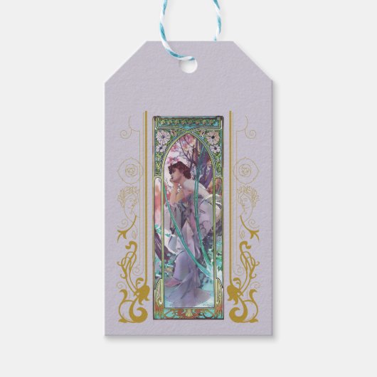Jugendstil Alphonse Mucha Abend Besichtigung Geschenkanhänger (Vorderseite)