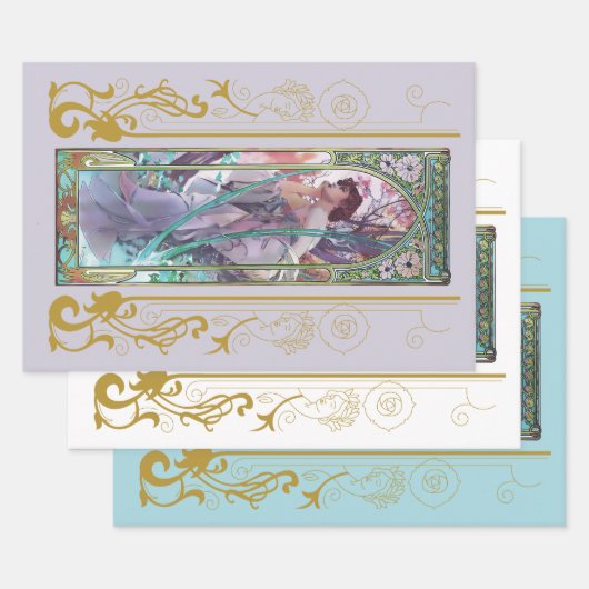 Jugendstil Alphonse Mucha Abend Besichtigung Geschenkpapier Set (Set)