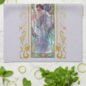 Jugendstil Alphonse Mucha Abend Besichtigung Geschirrtuch (Gefaltet)