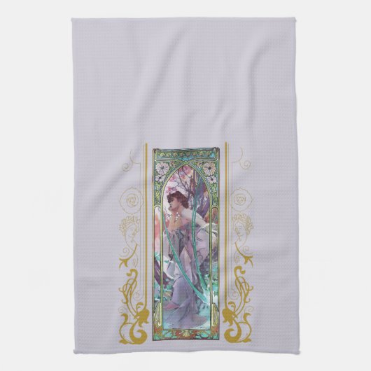 Jugendstil Alphonse Mucha Abend Besichtigung Geschirrtuch (Vertikal)