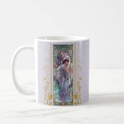 Jugendstil Alphonse Mucha Abend Besichtigung Kaffeetasse (Links)