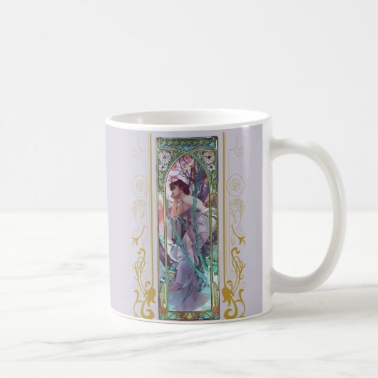 Jugendstil Alphonse Mucha Abend Besichtigung Kaffeetasse (Rechts)