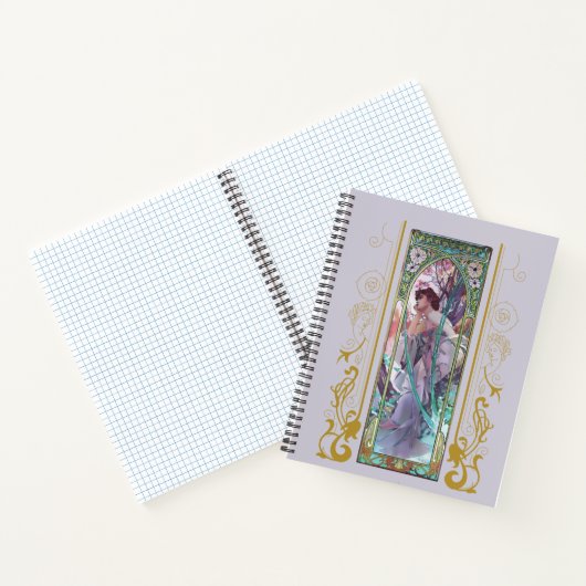 Jugendstil Alphonse Mucha Abend Besichtigung Notizblock (Innenseite)