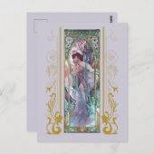Jugendstil Alphonse Mucha Abend Besichtigung Postkarte (Vorne/Hinten)