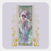 Jugendstil Alphonse Mucha Abend Besichtigung Quadratischer Aufkleber (Vorderseite)