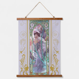 Jugendstil Alphonse Mucha Abend Besichtigung Wandteppich Mit Holzrahmen