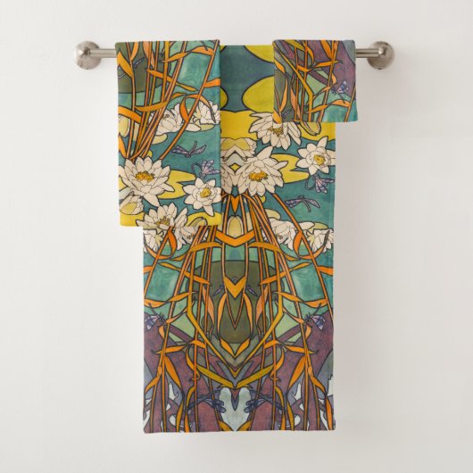 Jugendstil-Alphonse Mucha Blume Badhandtuch Set (Insitu)