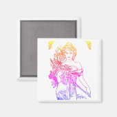 Jugendstil Alphonse Mucha Blume Magnet (Vorderseite/Rückseite)