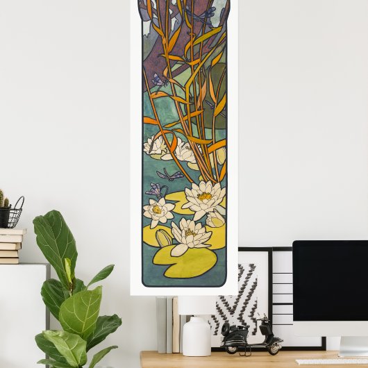 Jugendstil-Alphonse Mucha Blume Poster (Heimbüro)