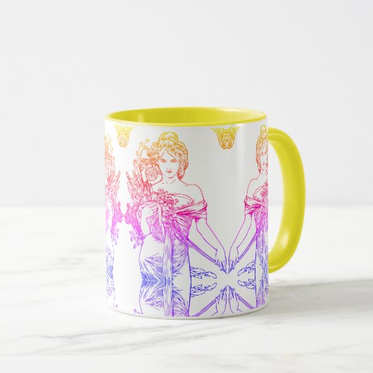 Jugendstil Alphonse Mucha Blume Tasse (VorderseiteRechts)