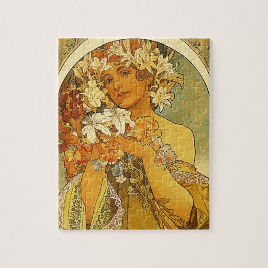 Jugendstil Alphonse Mucha Blumen Puzzle (Vertikal)
